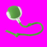 Green silicone lip balm with a rope on a white background
