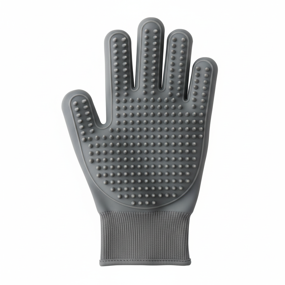 Gray Pet Grooming Glove
