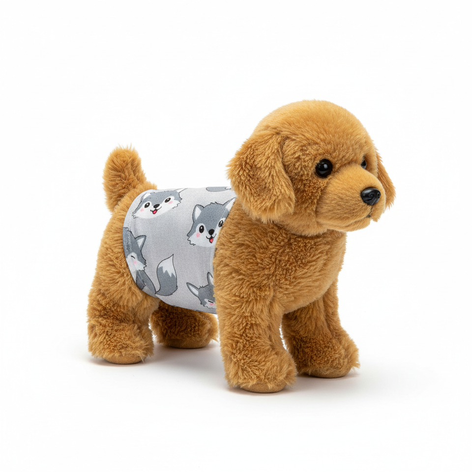 Gray wolf print dog diaper