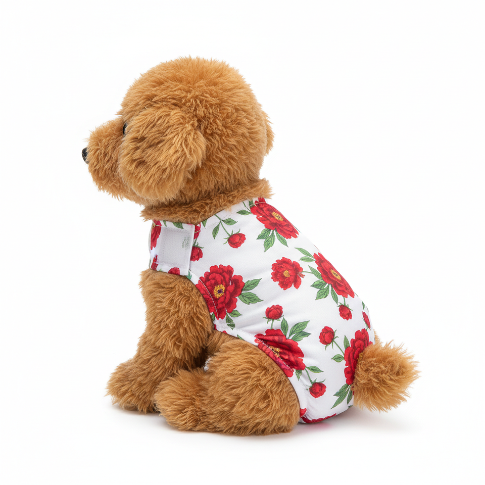 Peony flower print dog diaper