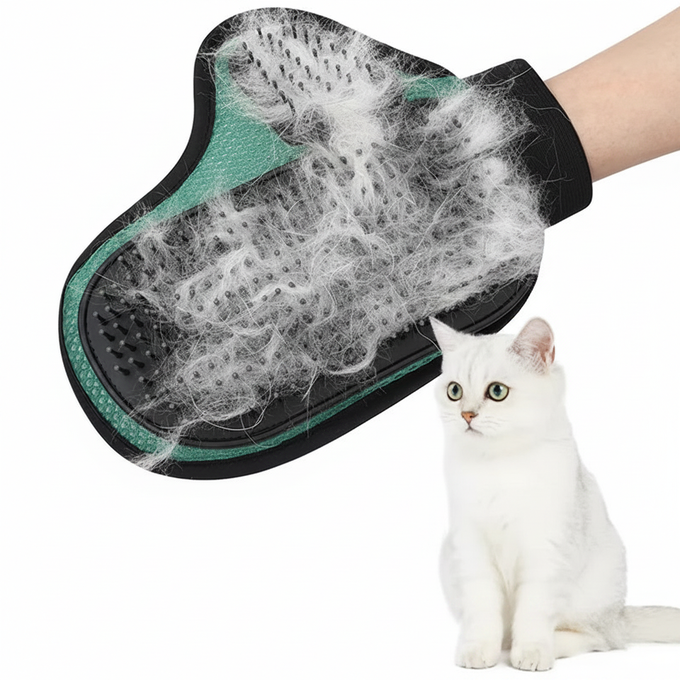 Pet Grooming Glove with Cat