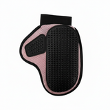 Pink pet grooming glove front view