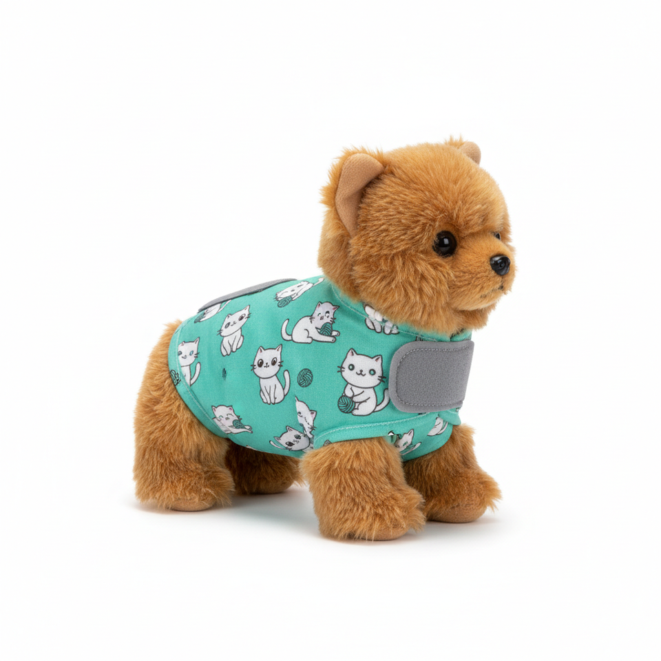 Teal cat print dog diaper